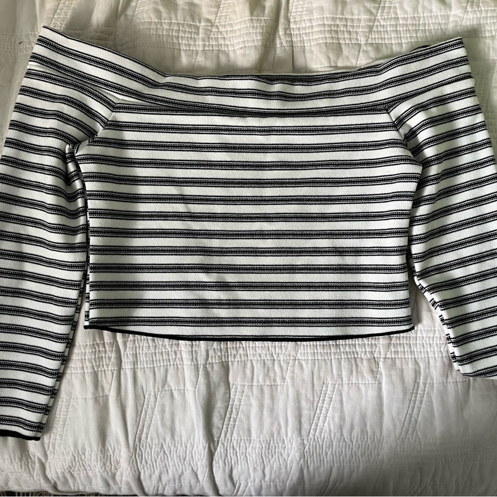 Zara Black and White Striped Women's Top